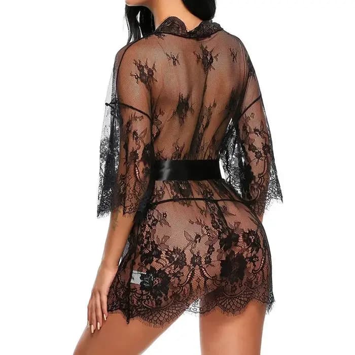 Robe de nuit transparente en dentelle pour femme