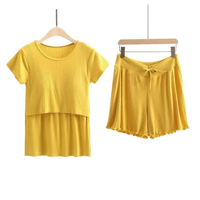 Pyjamas de maternité été femmes post-partum costumes nouveaux vêtements d'allaitement à manches cour