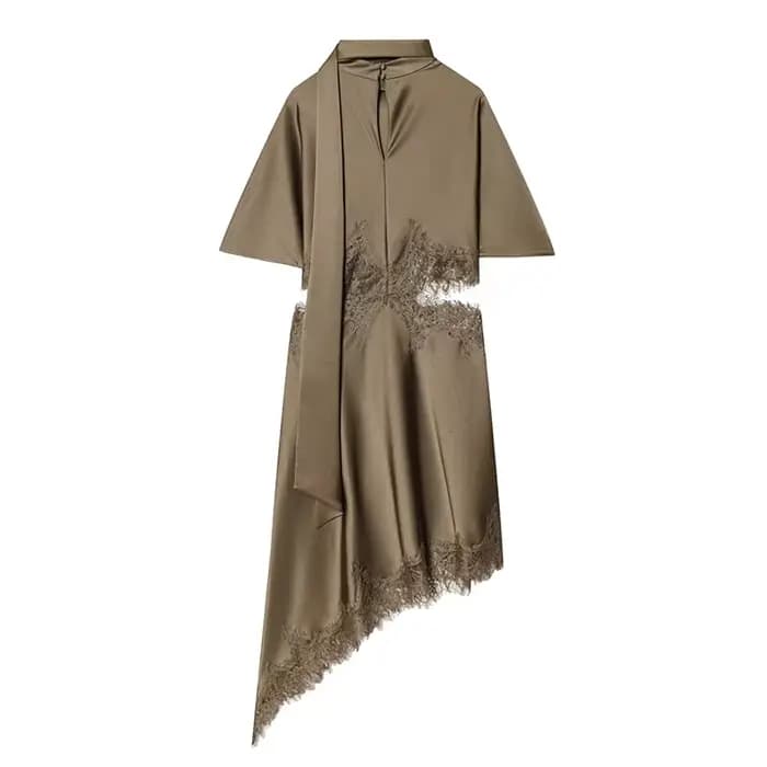 Robe courte pour femmes, mode d'été, robe asymétrique en dentelle satinée, robes sexy à découpes pour femmes, robes de soirée élégantes pour femmes