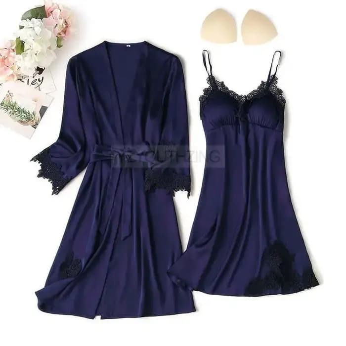 Ensemble pyjama Pour femmes dentelle garniture Satin vêtements de nuit Pyjamas Pour Femme