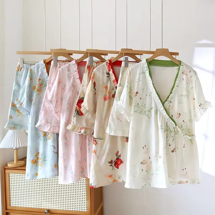 Ensemble pyjama d'été en coton de bambou pour femmes