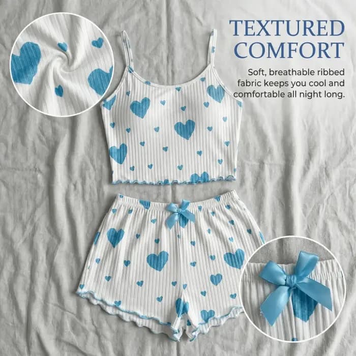 Ensemble de pyjama décontracté pour femme avec motif cœur