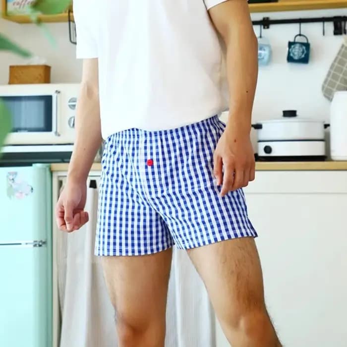 Boxer à carreaux en coton pour hommes