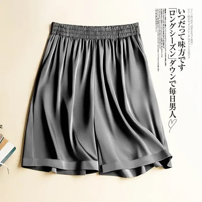 Short en acétate de glace taille haute pour femme, pantacourt en satin fin, pyjama décontracté, gran