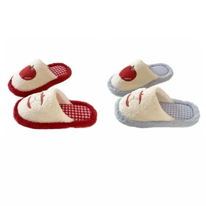 Pantoufles d'hiver douces et antidérapantes à rayures tendance, silencieuses, décontractées, pour femmes et hommes, motif fruits