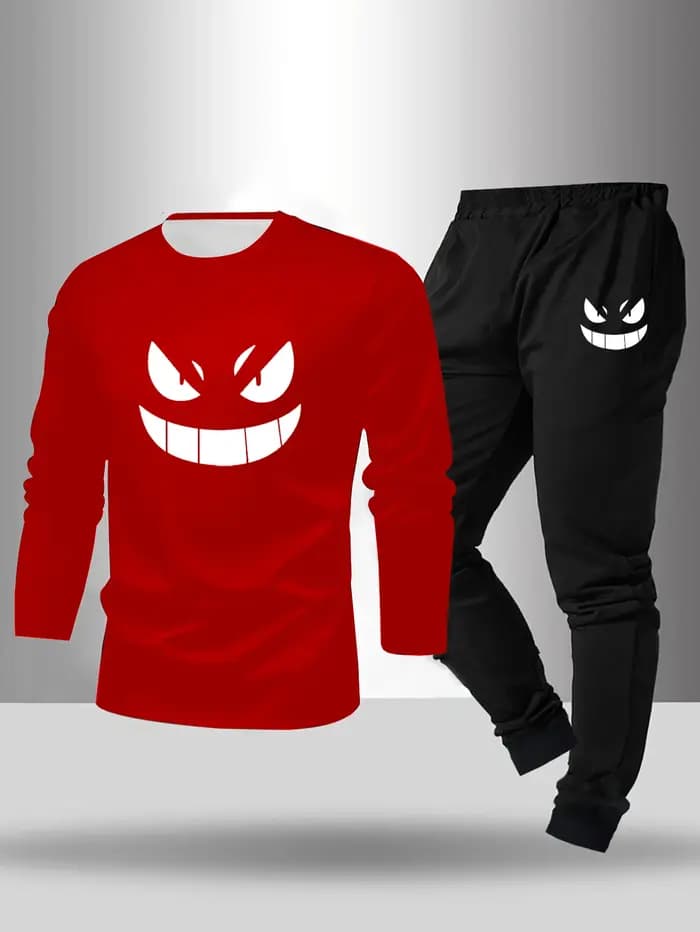 Ensemble 2 pièces de pyjama pour hommes pour printemps été automne hiver pantalon à manches longues motif géométrique