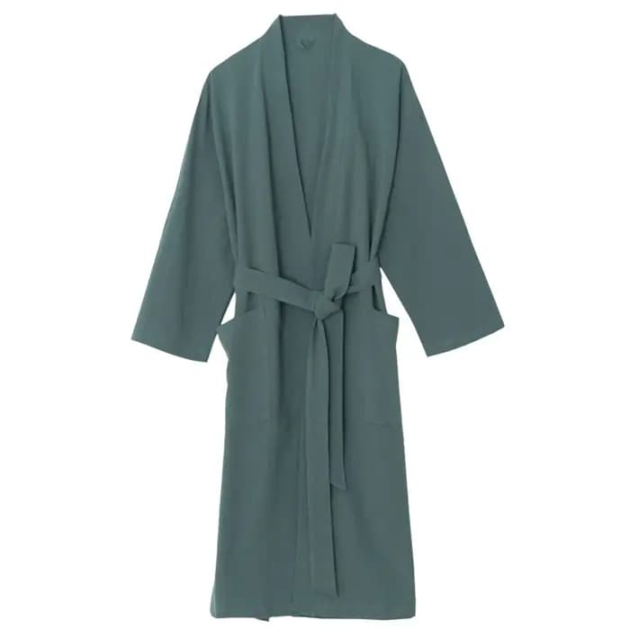 Peignoir Kimono en Coton et Lin 2026 Nouveauté Ample Unisexe Robe de Chambre Vêtement de Nuit Uni