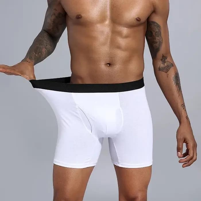 Boxer Long en Coton pour Homme Culotte Imprimée en Famille Sous-Vêtement Ouvert Devant Sexy