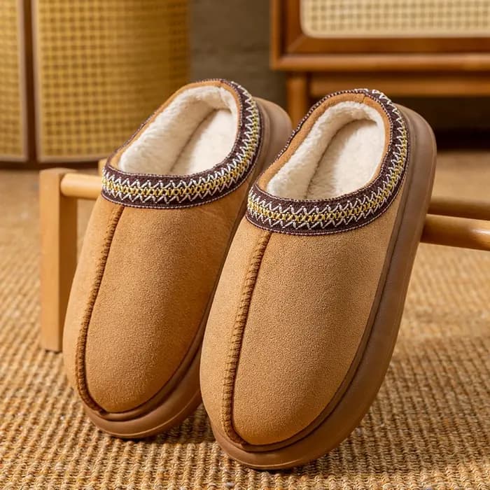 Pantoufles doublées de polaire en peluche pour hommes