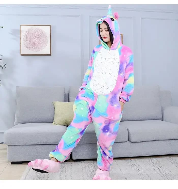 Licorne Anime Pyjamas ensemble femmes hommes unisexe dessin animé Onesies adultes Animal combinaison