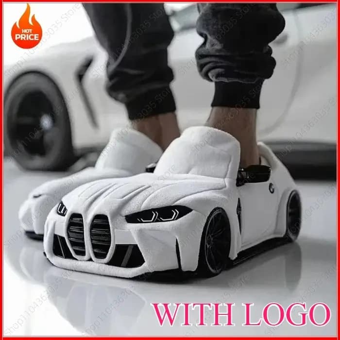 2025 Chaussons en peluche amusants en forme de voiture pour BMW, pour femmes et hommes, cadeaux de Saint-Valentin, pour l'intérieur