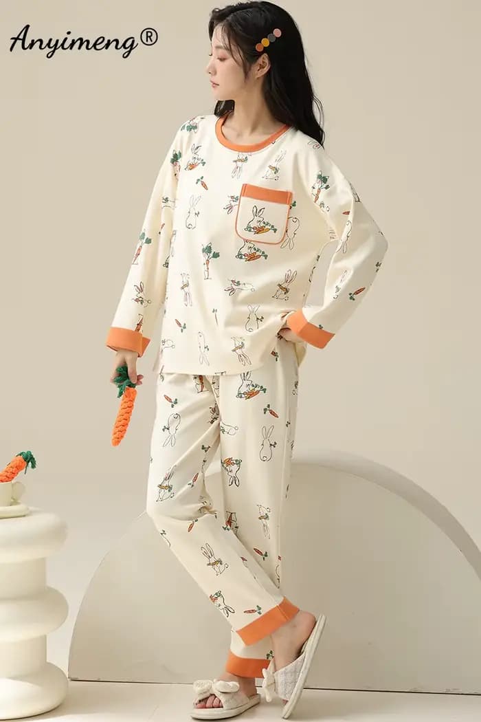 Ensemble de pyjama en coton à imprimé floral pour femmes