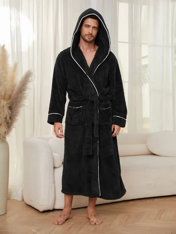 Hommes automne/hiver nouveau Style confortable coton flanelle Robe de luxe ouvert sur le devant Couples