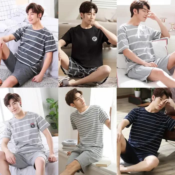 Nouveaux pyjamas d'été pour hommes - Ensemble de sous-vêtements légers à manches courtes et shorts pour jeunes