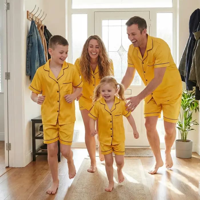 Combhasaki Ensembles de pyjamas assortis pour la famille - Ensembles de pyjamas en satin et soie à d