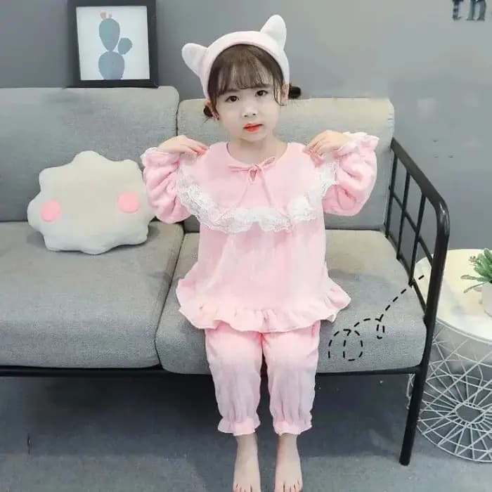Ensemble pyjama pour filles, Style doux et mignon, épais, chaud, manches longues, vêtements de maiso