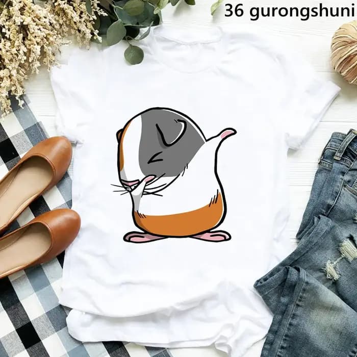 Juste une fille qui aime les cochons d'inde impression graphique t-shirts filles rose noeud papillon