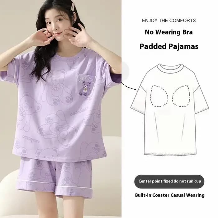 Pyjama pour femme, ensemble d'été à manches courtes