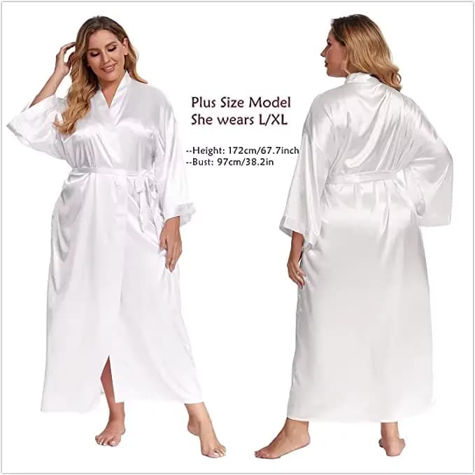 Peignoir femmes Extra longs vêtements de nuit Robes Robe soyeuse charmante