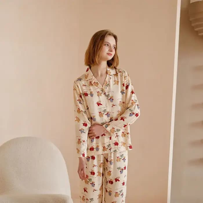 Ensemble pyjama confortable imprimé ours pour femmes