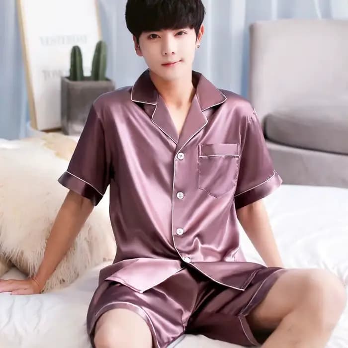 Nouveaux pyjamas haut de gamme en soie glacée Champagne
