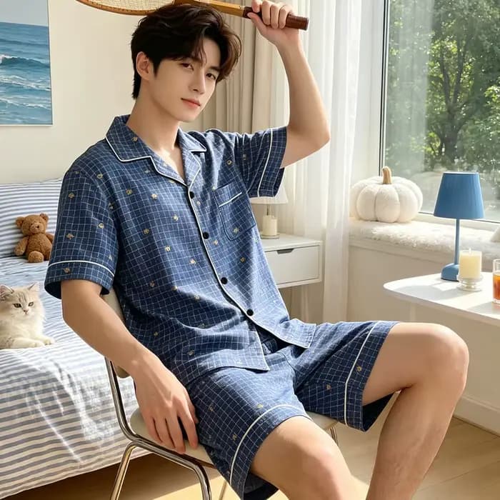Ensemble de pyjama d'été pour hommes, vêtements de détente simples et polyvalents, ensemble de vêtements de maison légers, élégants et populaires