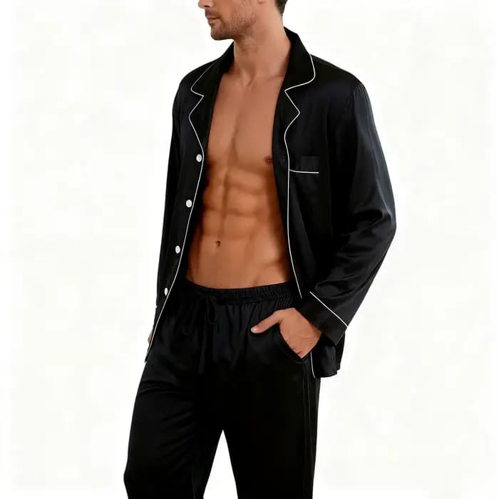 Ensemble de pyjama de luxe pour homme avec bordure contrastée