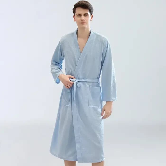 Peignoirs en Waffle pour Hommes Vêtements de Sauna Vêtements de Transpiration Fins Robes de Chambre Peignoirs Absorbants à Séchage Rapide Yukata Pyjamas Pjs pour Hommes