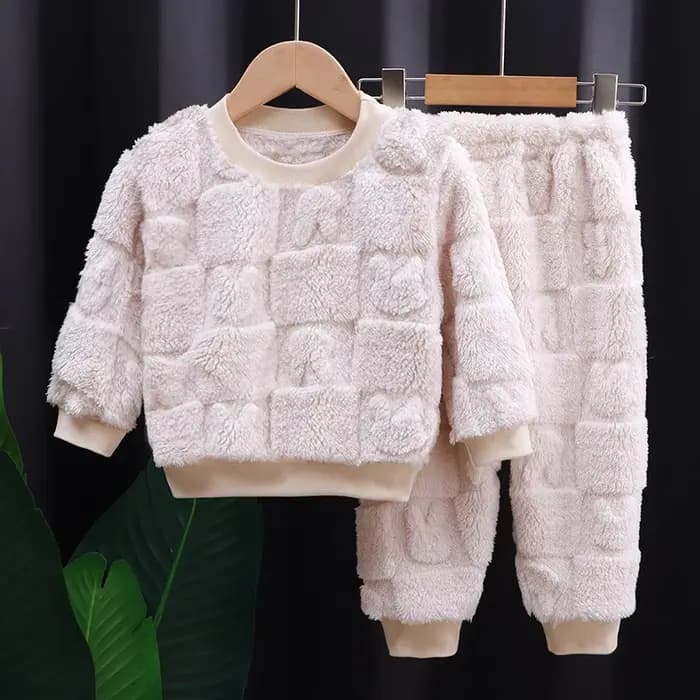 Automne hiver vêtements de nuit flanelle pyjamas pour filles garçons à manches longues hauts + pantalons costumes mode