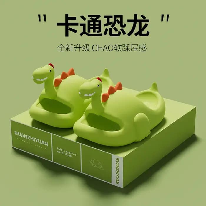 Pantoufles de dinosaure pour femmes, chaussures de dessin animé mignon Kawaii, tongs nuage à platefo
