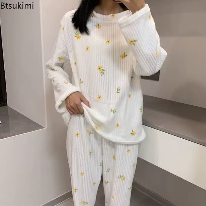 Pyjama chaud d'automne et d'hiver pour femmes