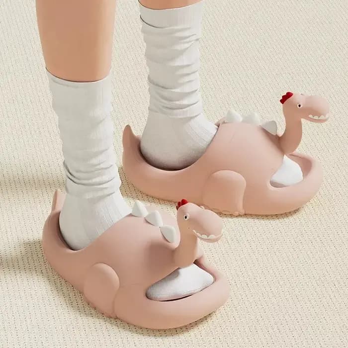 Pantoufles d'été en forme de dinosaure pour femmes