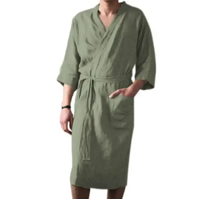 Chemise de Nuit en Coton et Lin pour Homme