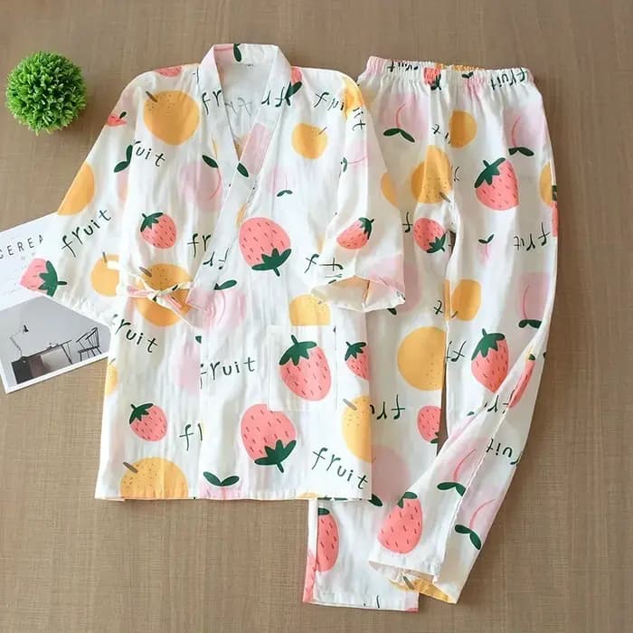 Ensemble pyjama kimono de style japonais à sept manches pour femme