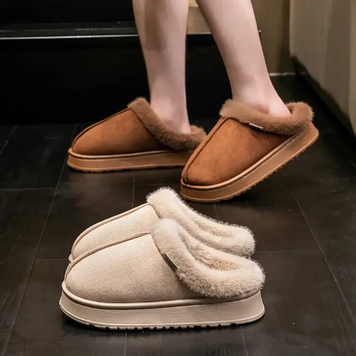 Pantoufles d'hiver antidérapantes pour femmes, chaussures d'intérieur, pantoufles chaudes en coton doublées de polaire en peluche avec semelle souple pour le confort de la maison