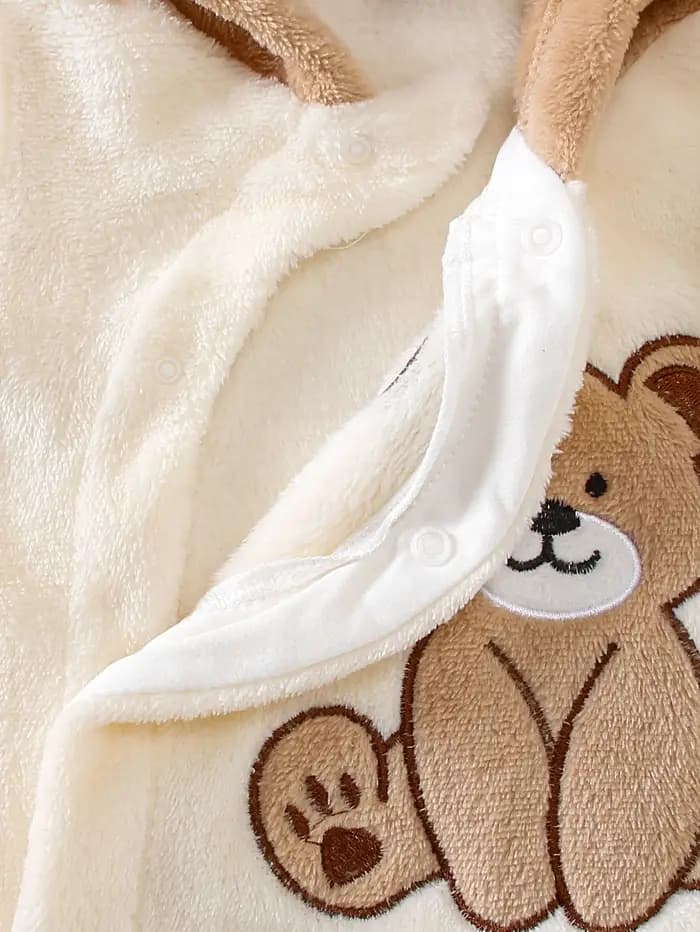 Automne hiver bébé ours Onesie avec chapeau tissu en peluche doux chaud mignon coussin chauffant ave