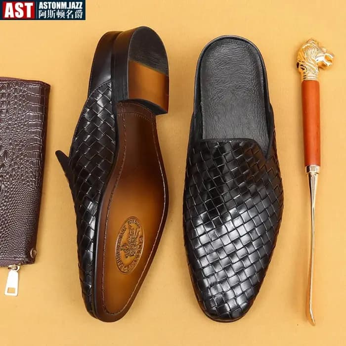 Pantoufles en cuir véritable pour hommes