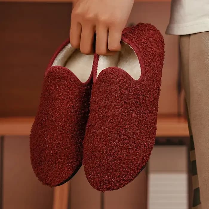 ELUVA pantoufles d'hiver antidérapantes pour hommes et femmes thermiques en plein air intérieur chaud en peluche
