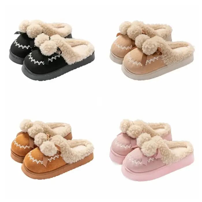 Pantoufles décontractées antidérapantes en coton et peluche