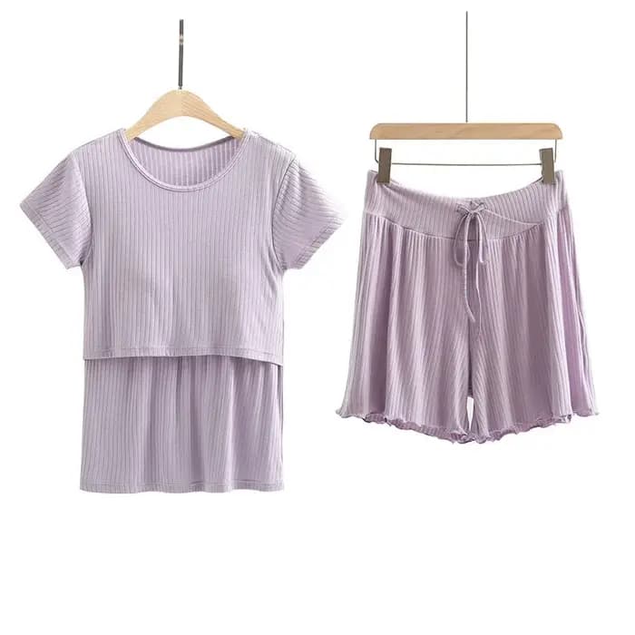 Pyjamas de maternité été femmes post-partum costumes nouveaux vêtements d'allaitement à manches courtes Homewear
