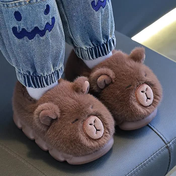 Capybara – pantoufles d'hiver en coton pour enfants