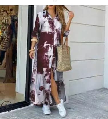 Robes pour femmes tendance, sexy, à simple boutonnage, col à revers, décontractées, avec imprimé lit