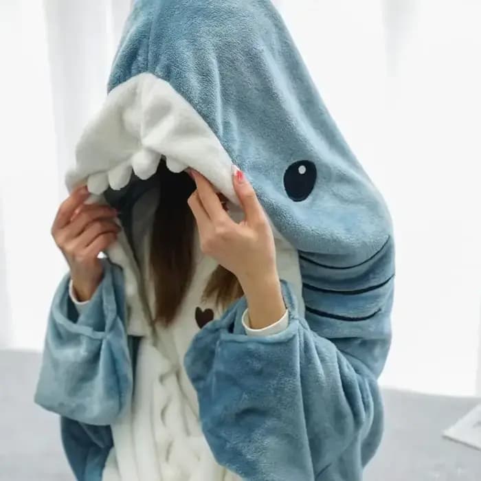 Couverture-cagoule portable Requin pour adulte