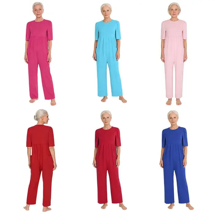 Combinaison adaptative pour femme adulte âgée à besoins spéciaux