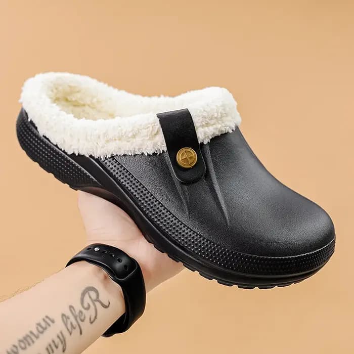 Pantoufles en fourrure en peluche imperméables pour hommes et femmes