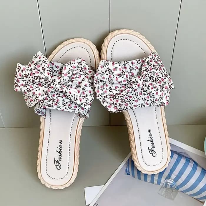 Pantoufles de plage décontractées Style bohémien pour femmes, pantoufles plates antidérapantes à bou