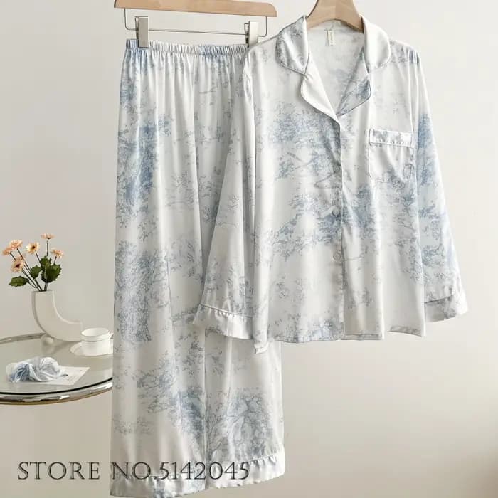 Femme 2 pièces Pyjamas ensemble vêtements de nuit nouveau Style chinois Jacquard Pyjama Pour Femme v