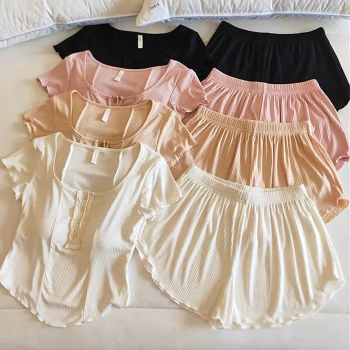 Ensemble pyjama Femme Modal manches courtes Short costume vêtements de maison