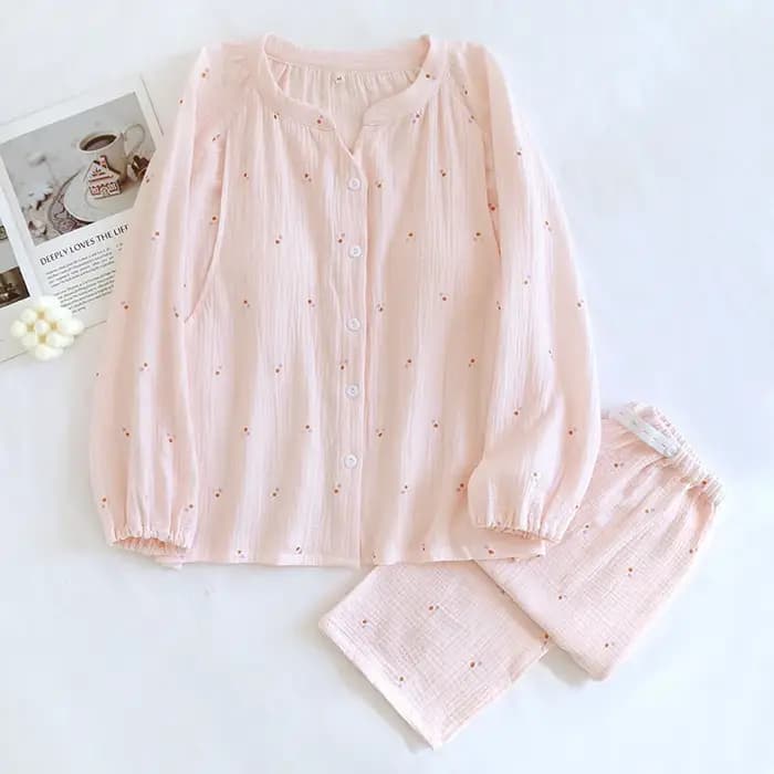 Pyjama d'Allaitement en Coton à Manches sulfpour Femme Enceinte