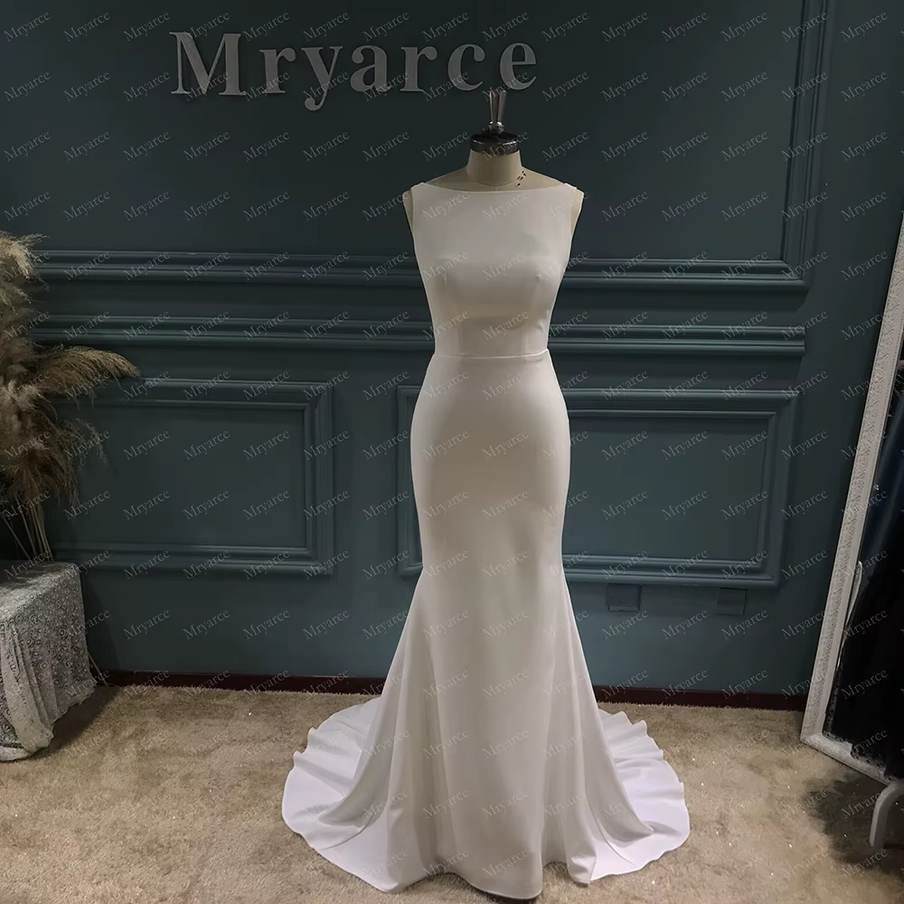Zelyarce-Robe de mariée sirène en pansement de satin, simple, commandée, dos ouvert, patients, tout 